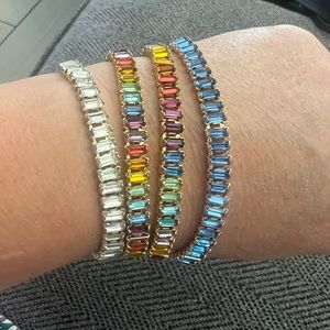 Set of four crystal pull tie bracelets